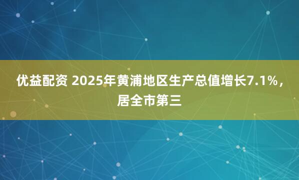优益配资 2025年黄浦地区生产总值增长7.1%，居全市第三