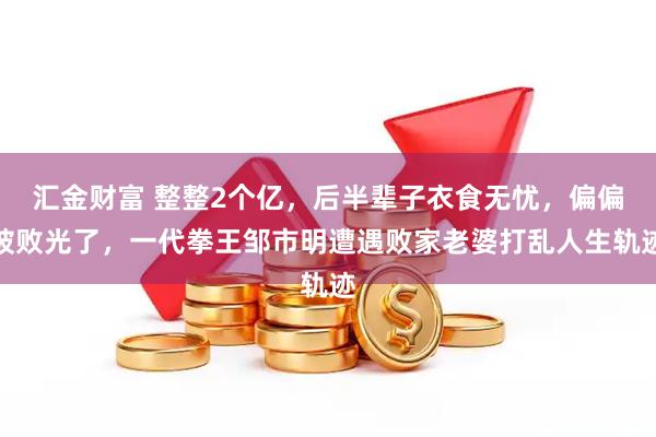 汇金财富 整整2个亿，后半辈子衣食无忧，偏偏被败光了，一代拳王邹市明遭遇败家老婆打乱人生轨迹