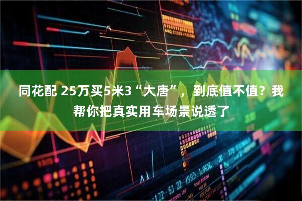 同花配 25万买5米3“大唐”，到底值不值？我帮你把真实用车场景说透了